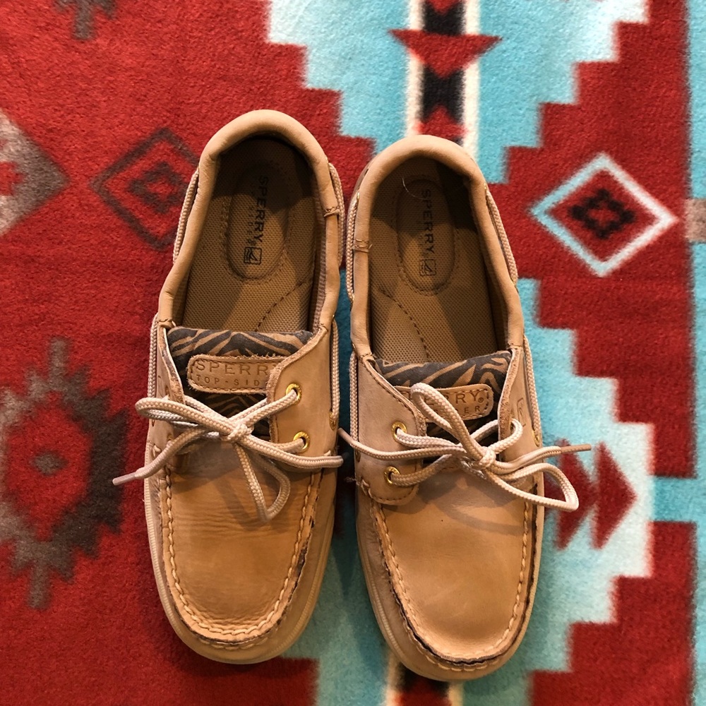 Sperry Topsider leather with zebra side 6.5